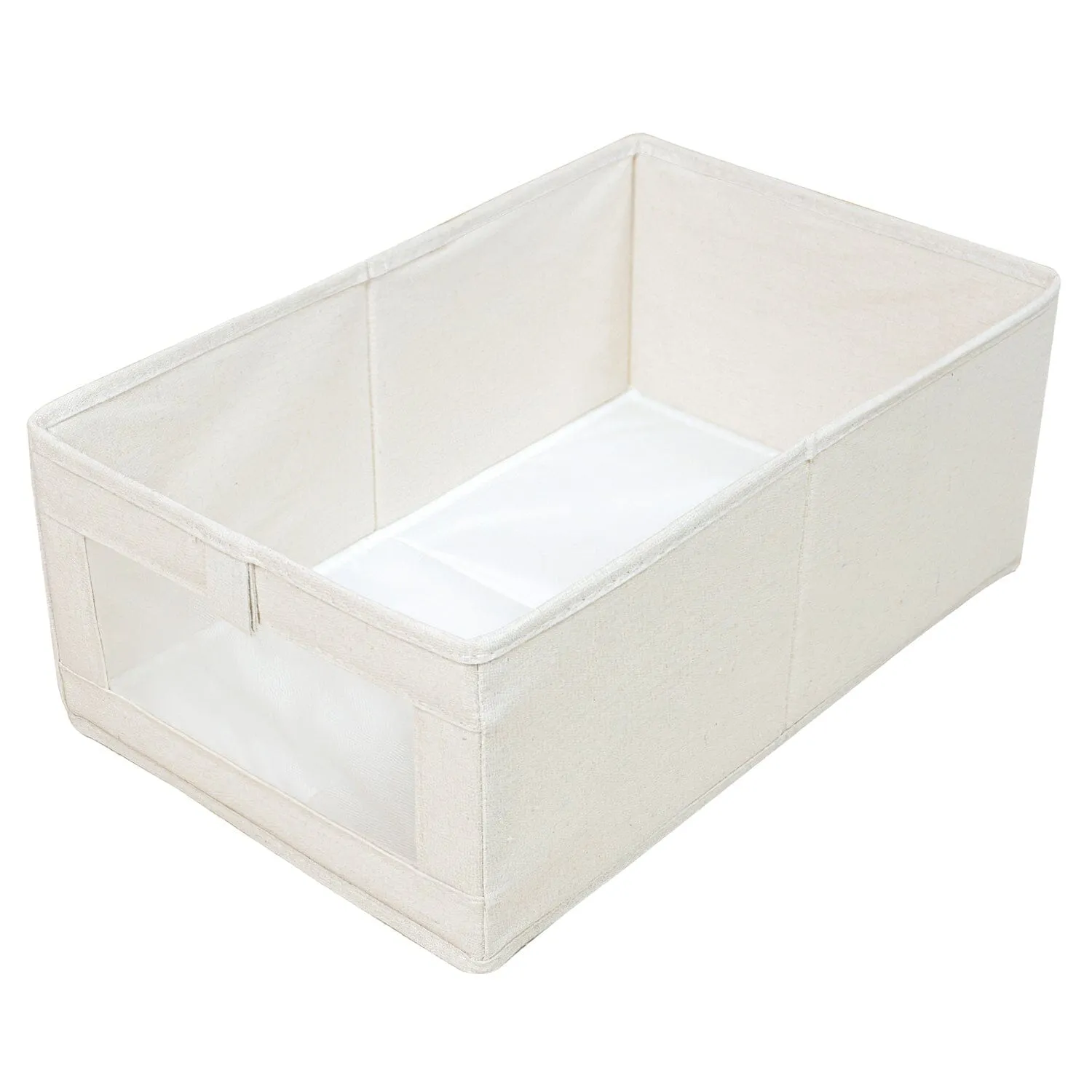 4-Pieces: Foldable Linen Clothing Storage Bin with Visible Clear Window