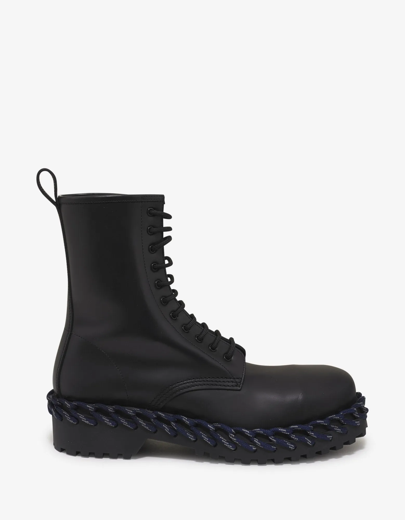 Black Leather Boots with Lacing Detail