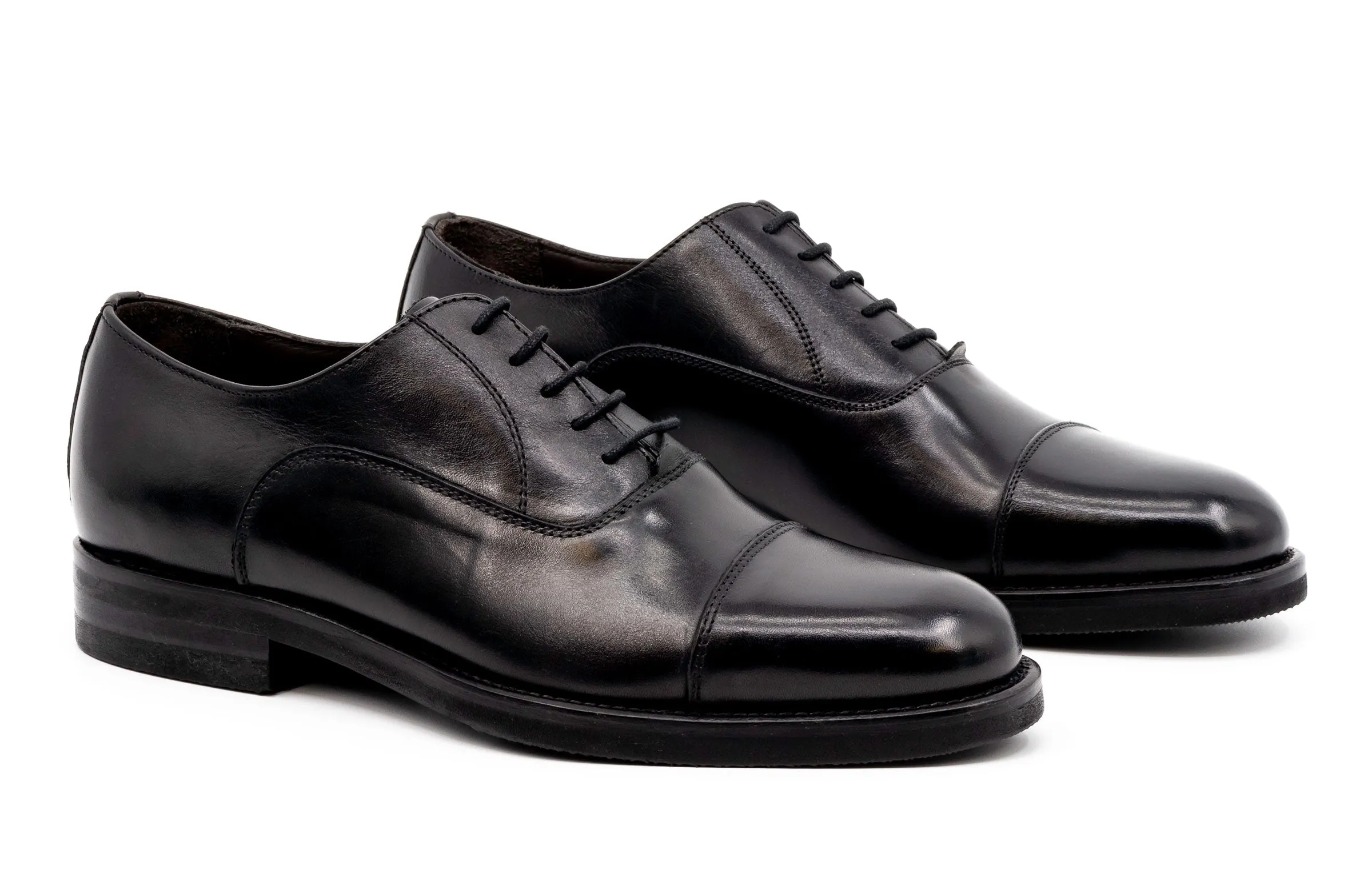 Campania Italian Calf Leather Cap Toe - Black