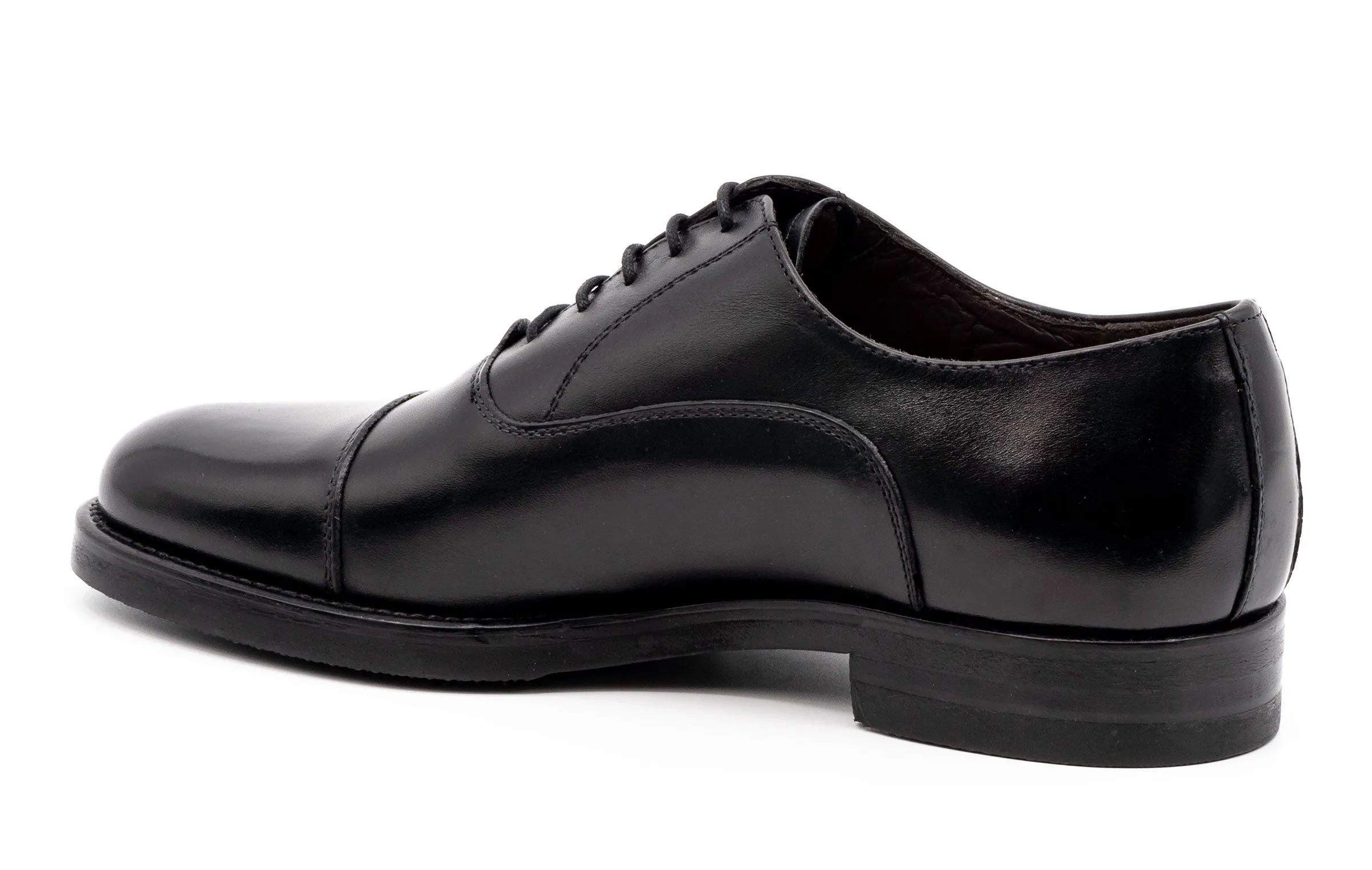 Campania Italian Calf Leather Cap Toe - Black