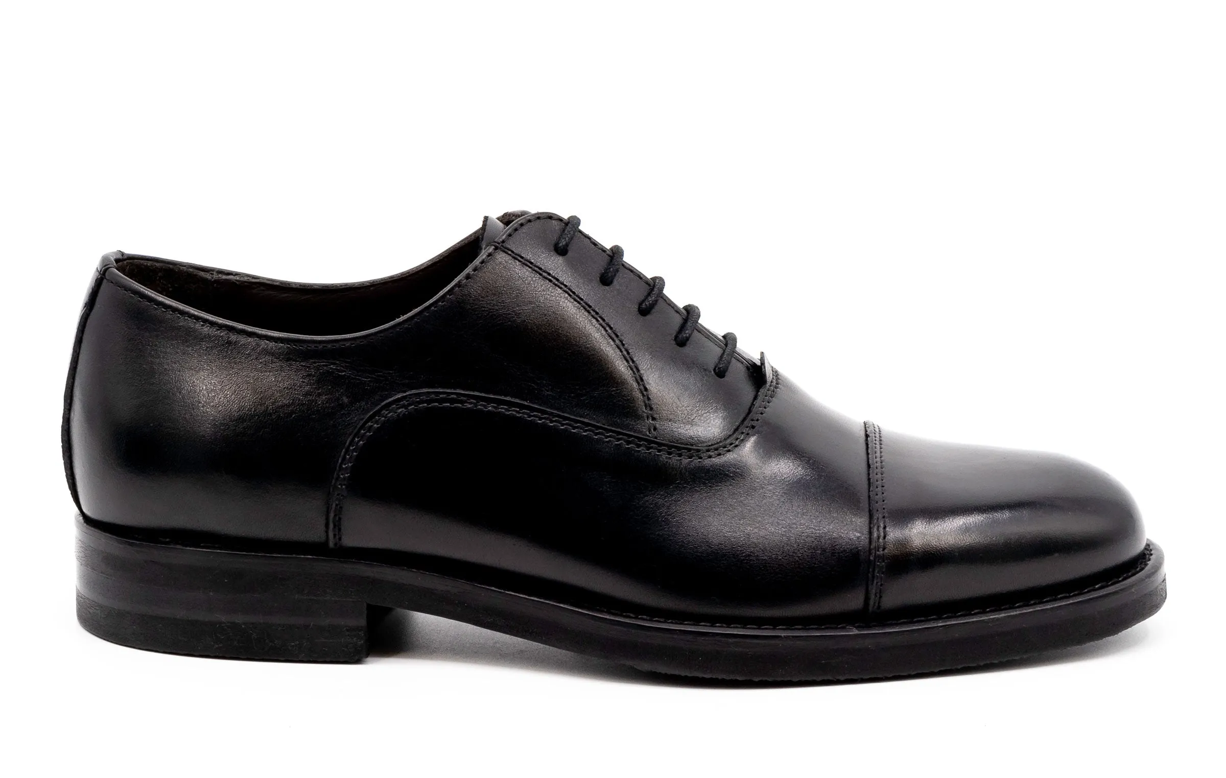 Campania Italian Calf Leather Cap Toe - Black