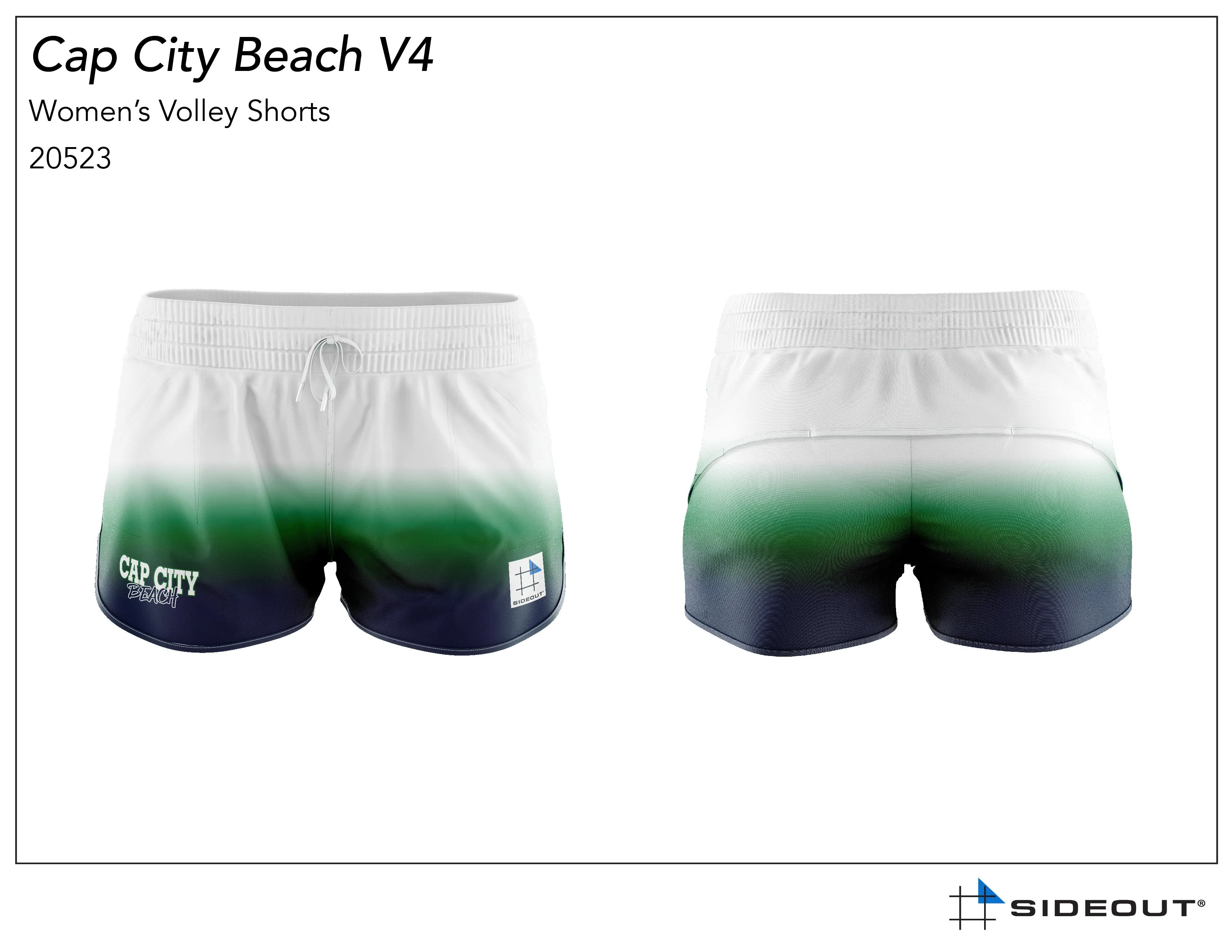 Cap City Beach Volleyball Girls White Volley Shorts