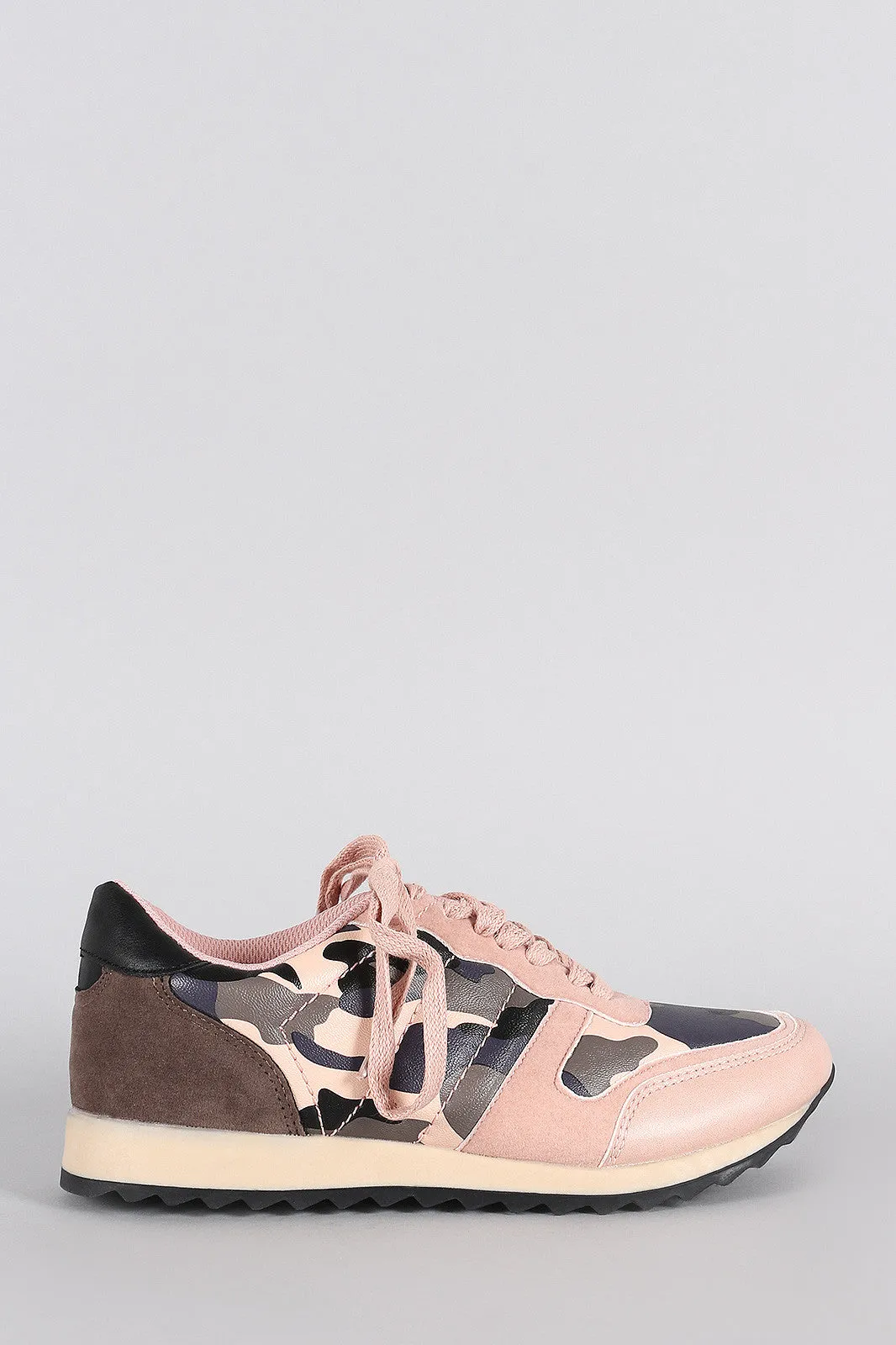 Colorblock Camouflage Print Round Toe Lace Up Sneaker