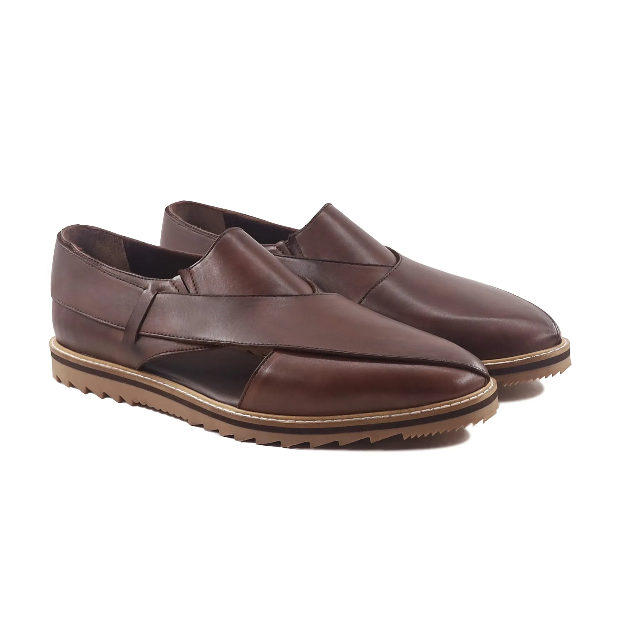 Craig - Men's Brown Calf Leather Sandal