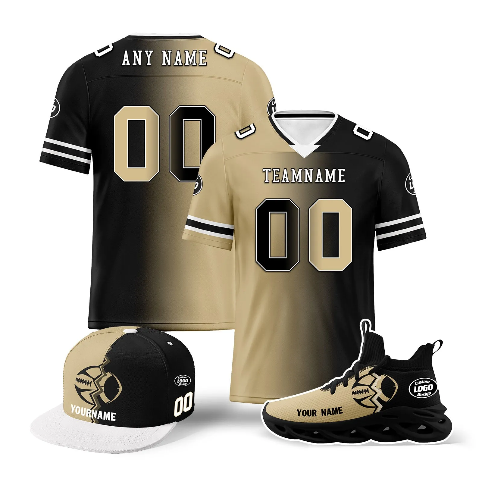 Custom Black Yellow Louisiana Football Jersey MaxSoul Shoes and Hat Combo Offer Personalized Combo ZH-D028018-10