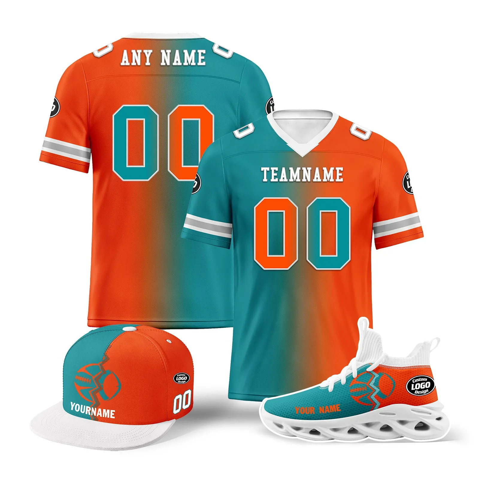 Custom Orange Blue Florida Football Jersey MaxSoul Shoes and Hat Combo Offer Personalized Combo ZH-D028018-28