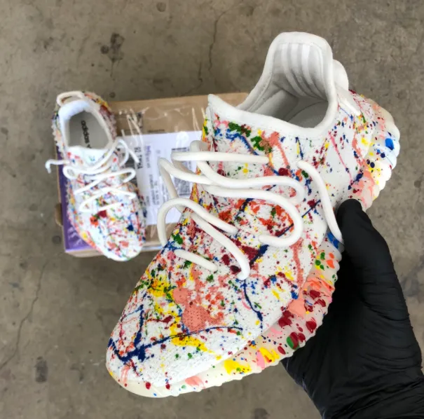 Custom Paint Rainbow Splattered Adidas Yeezy's