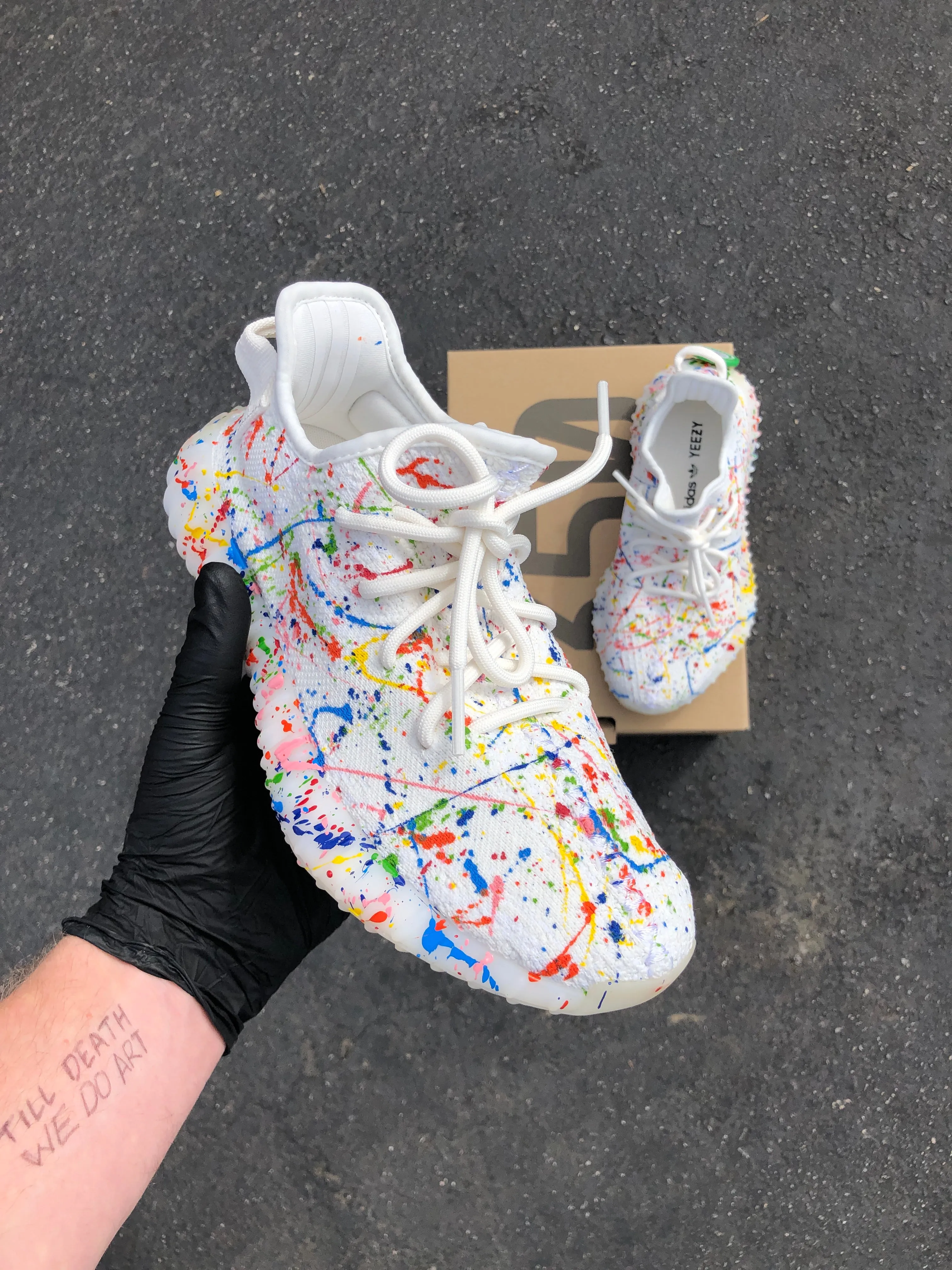 Custom Paint Rainbow Splattered Adidas Yeezy's