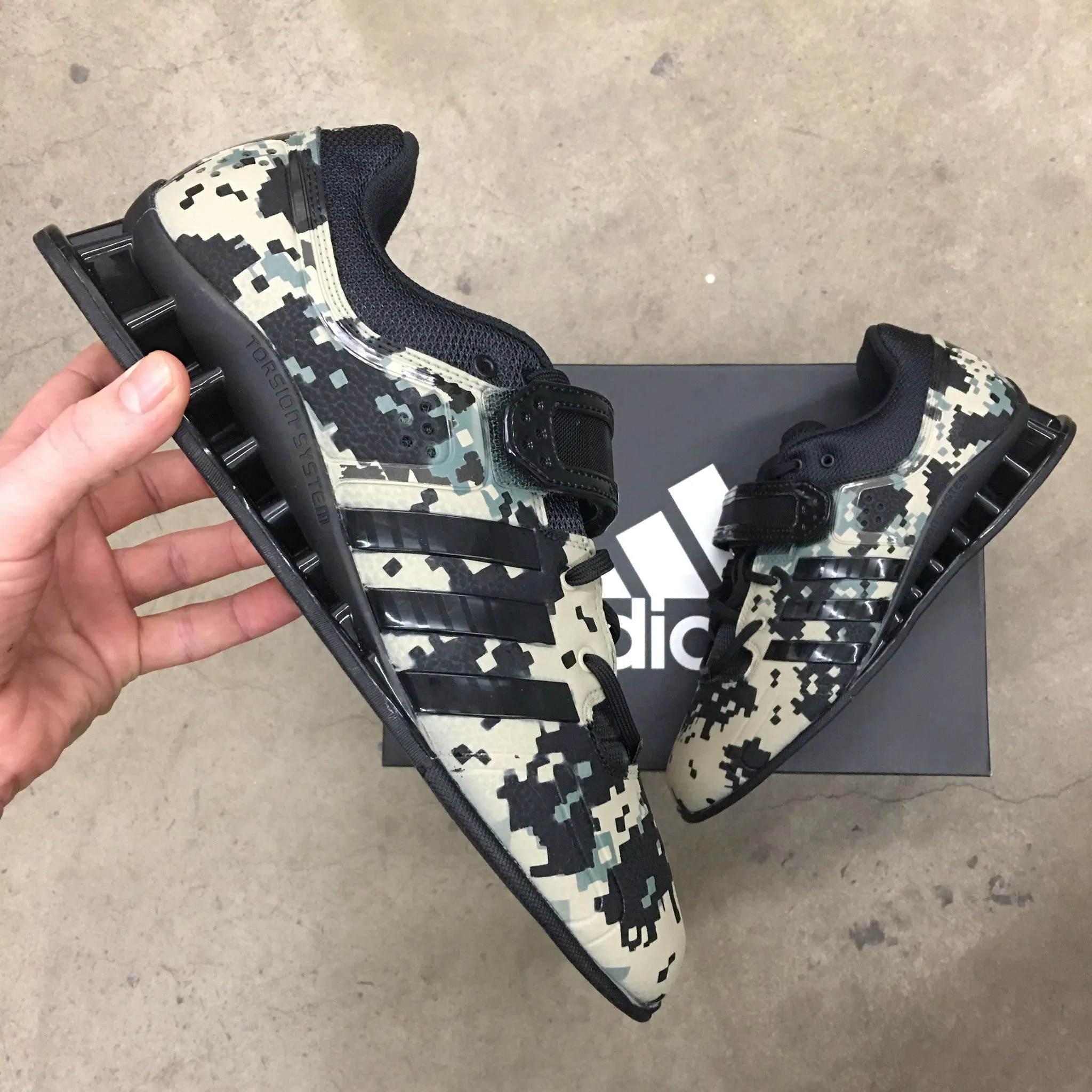 Custom Painted Adidas Adipower Lifters- Digital Camo