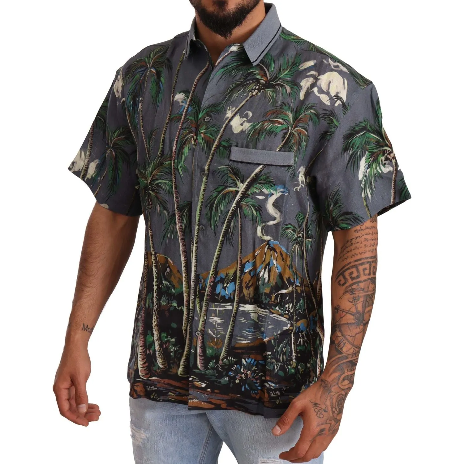 Dolce & Gabbana Tropical Elegance Linen Silk Men's Shirt