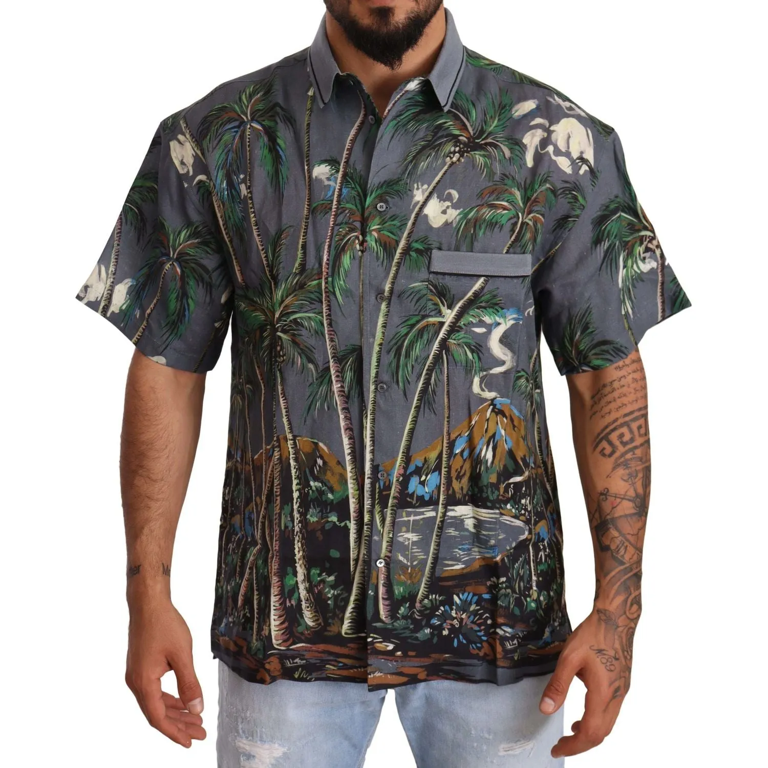 Dolce & Gabbana Tropical Elegance Linen Silk Men's Shirt