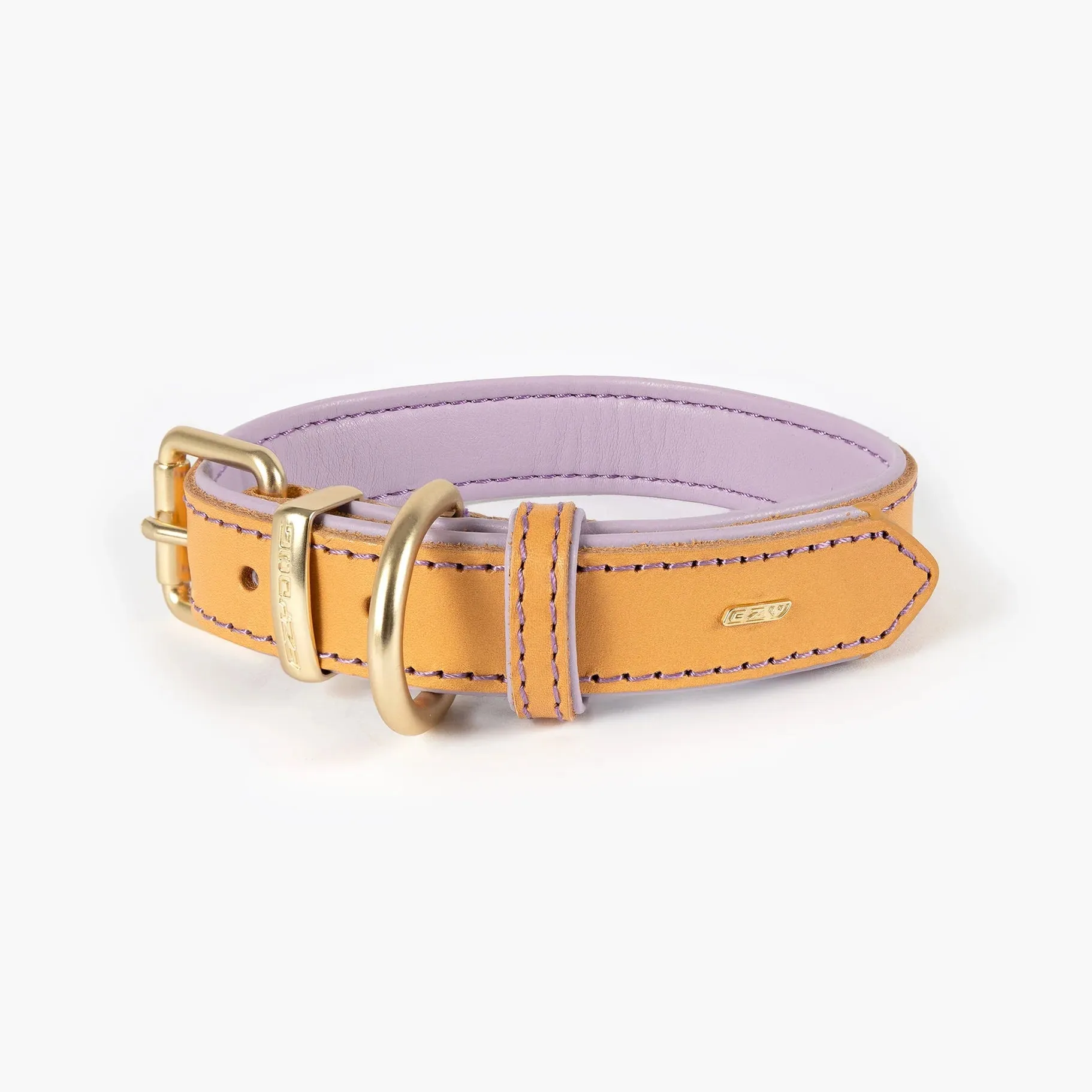 EzyDog Oxford Leather Dog Collar Blonde and Lilac Extra Large