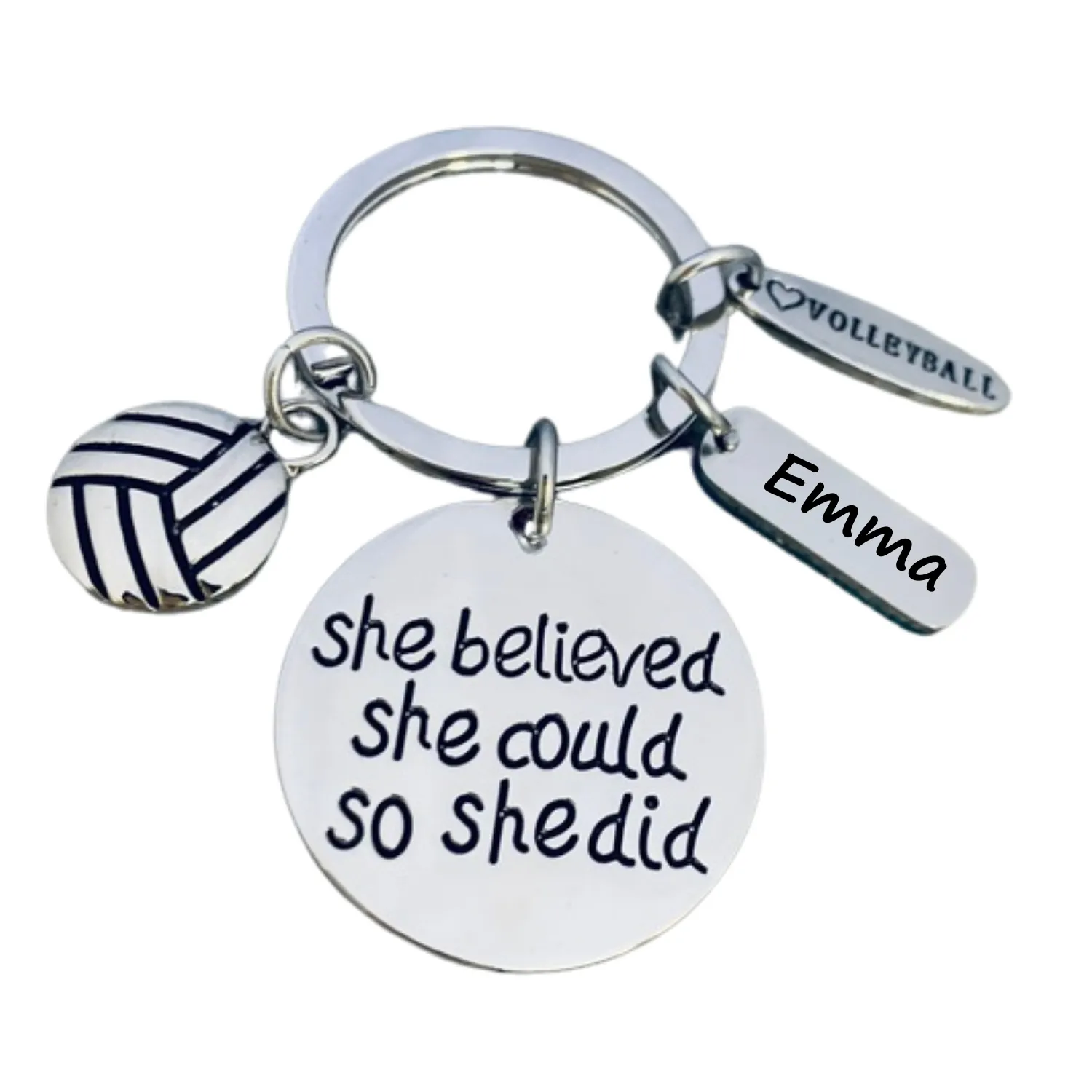 Girls Inspirational Volleyball Engraved Keychain