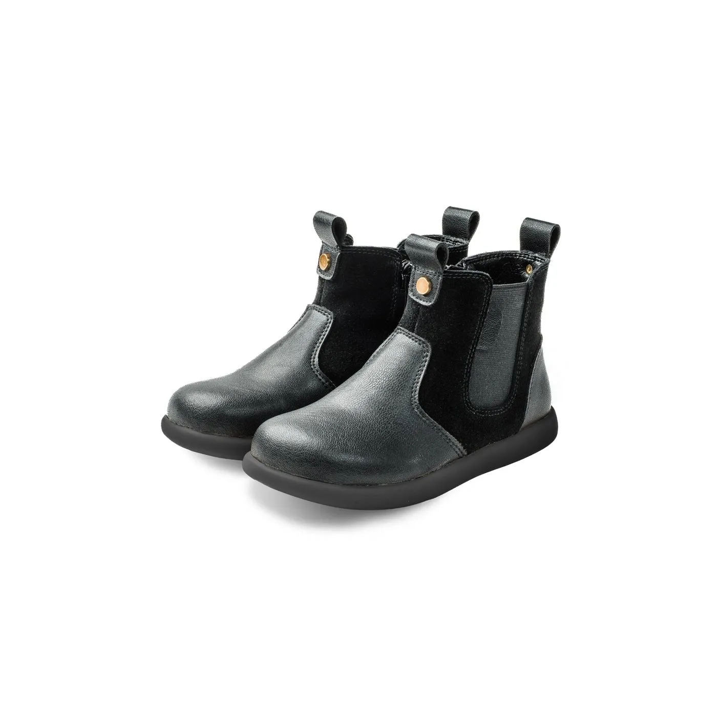 Golden Eye Suede Contrast Kids Black Chelsea Boots