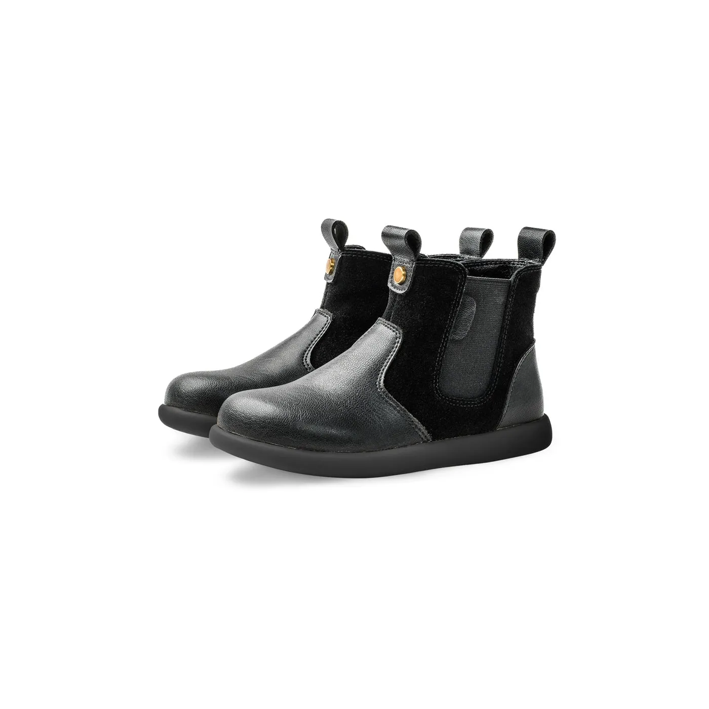 Golden Eye Suede Contrast Kids Black Chelsea Boots