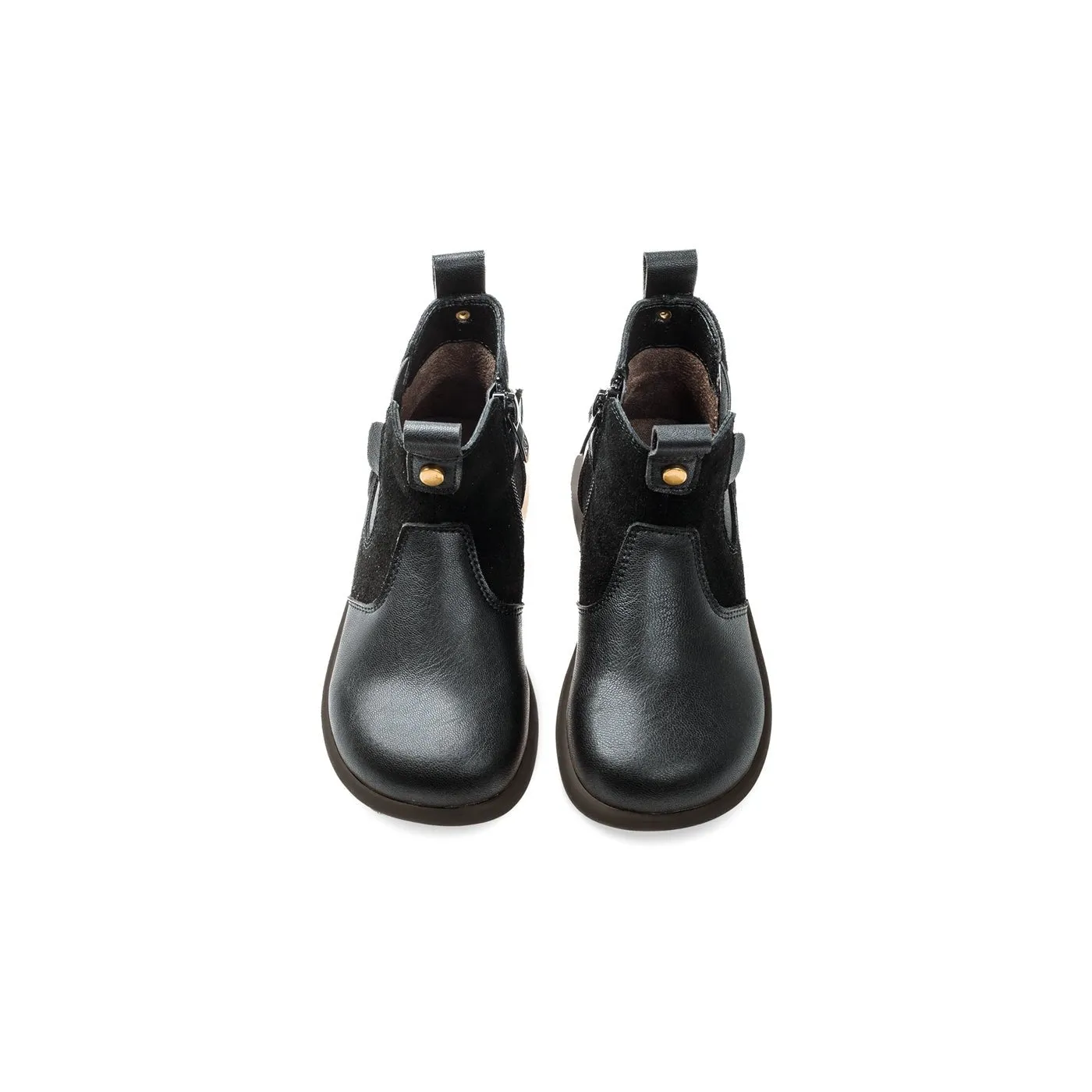 Golden Eye Suede Contrast Kids Black Chelsea Boots