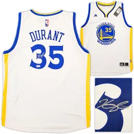 Golden State Warriors Kevin Durant Autographed White Adidas Swingman Jersey Size L   2 Length Beckett BAS QR Stock #212186