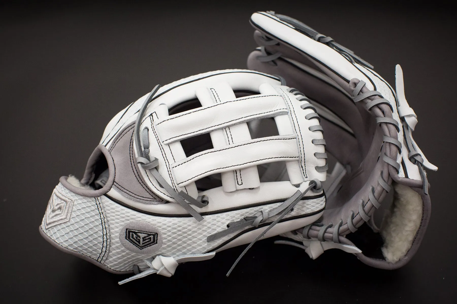 GS Sports Pro Series H Web Ball Glove - Dual Welt White Snakeskin