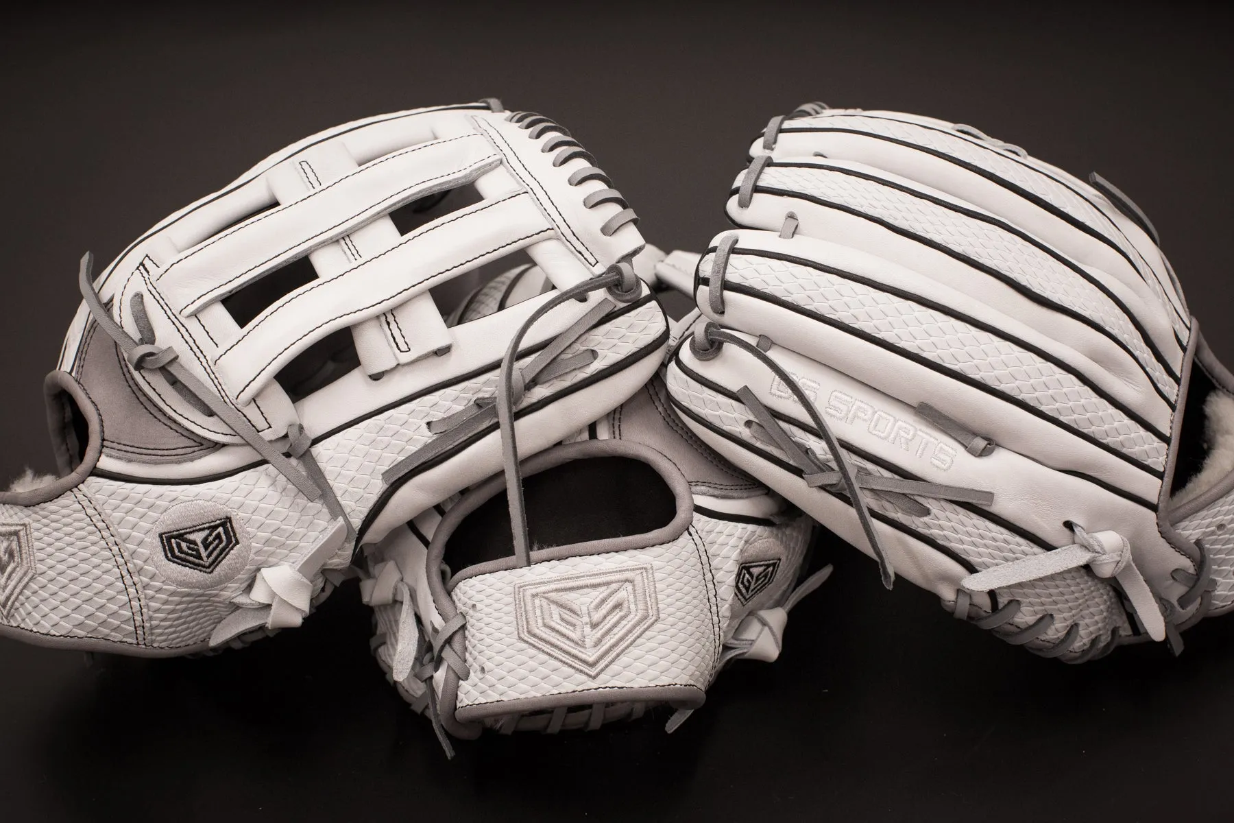 GS Sports Pro Series H Web Ball Glove - Dual Welt White Snakeskin