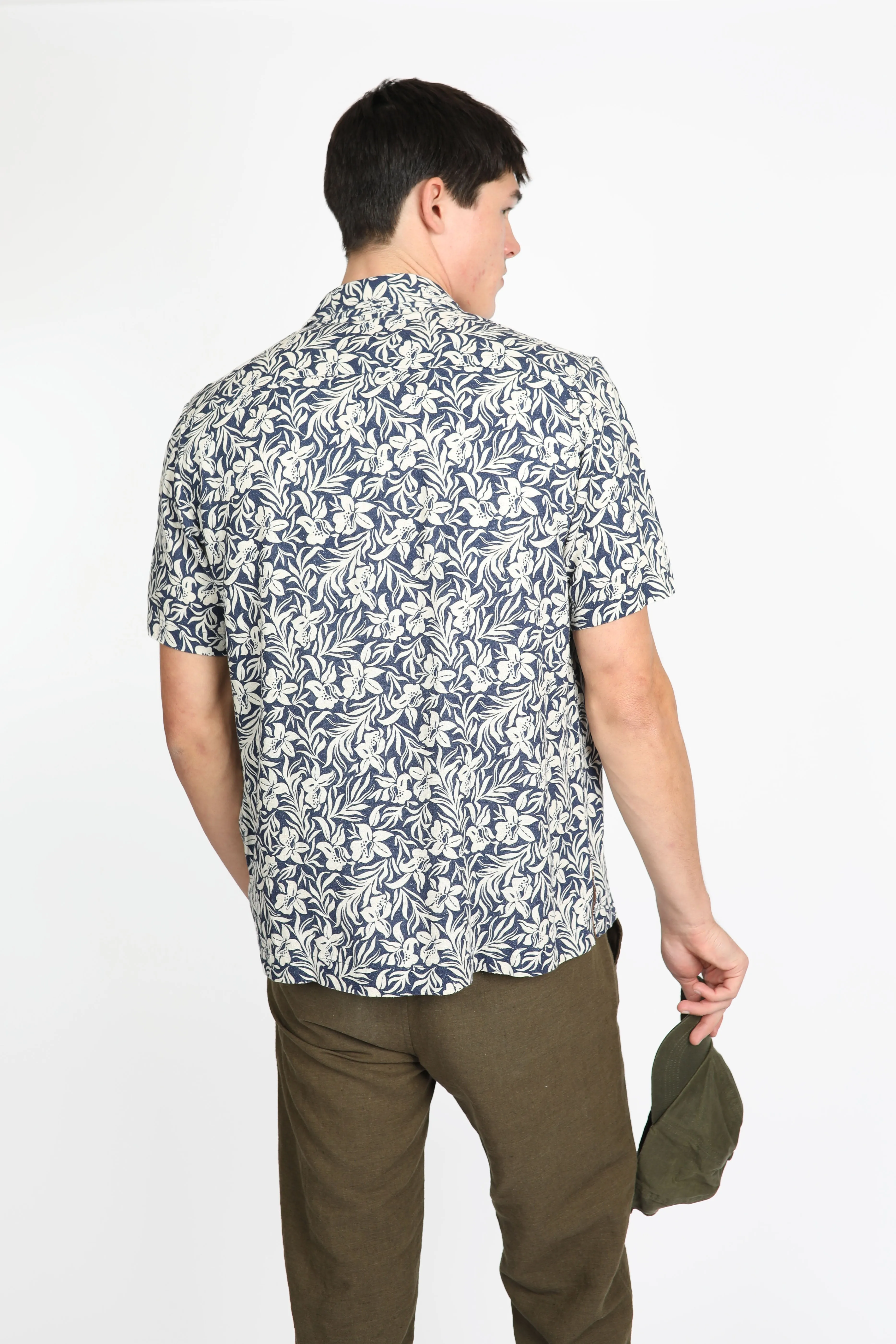 Hibiscus Navy Short Sleeve Shirt