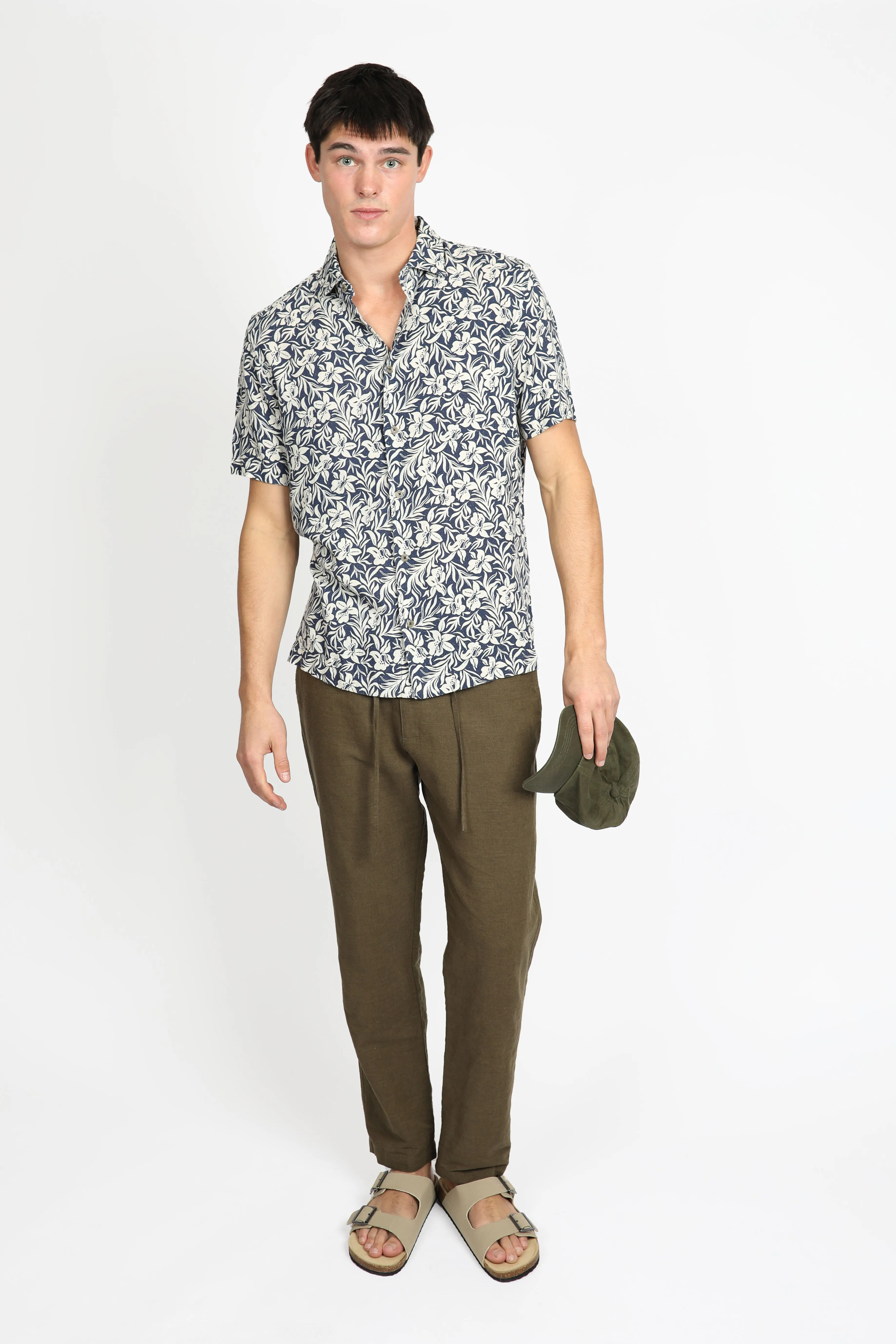 Hibiscus Navy Short Sleeve Shirt