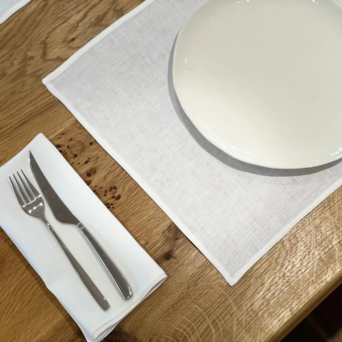 Informal White Irish Linen Placemat Set of 4