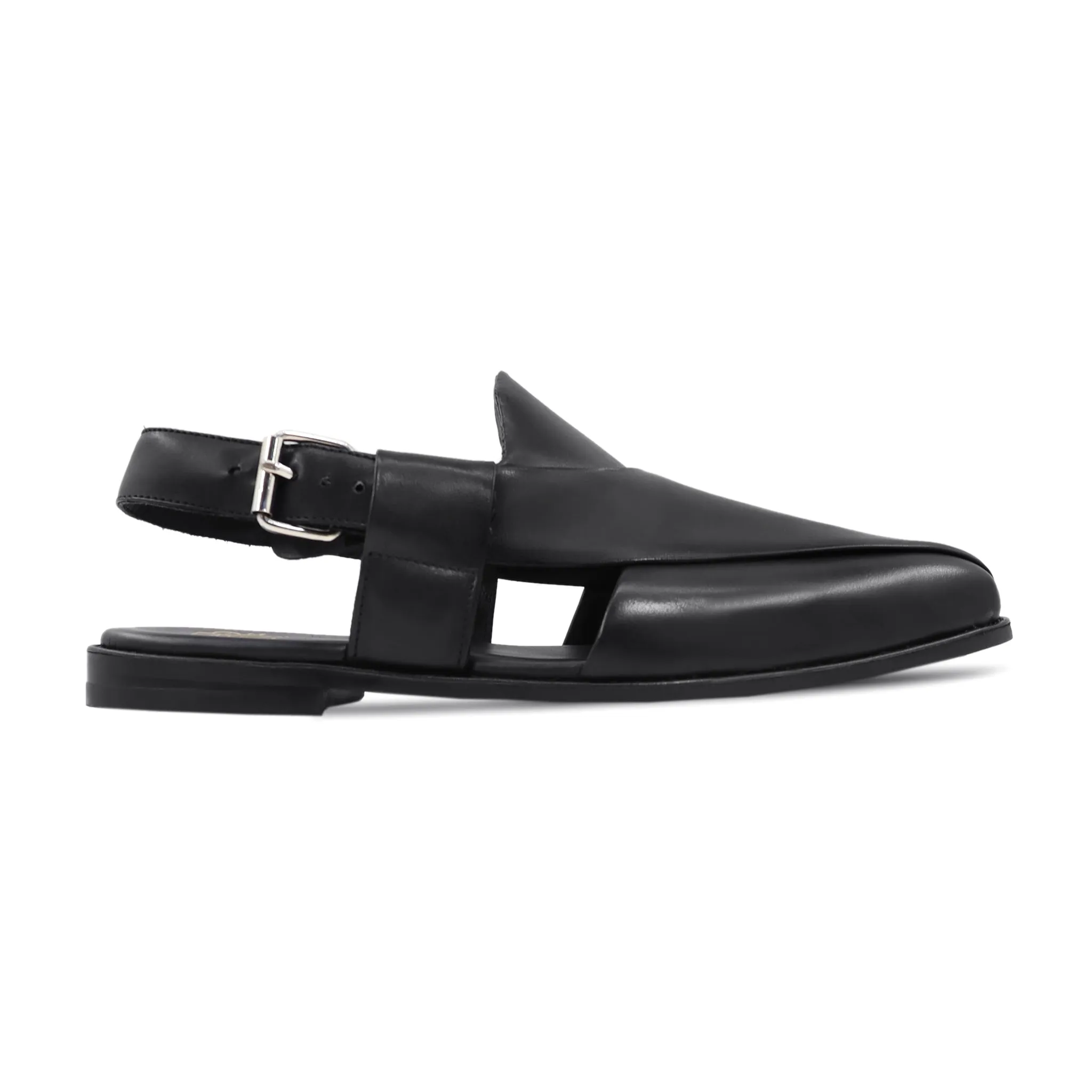 Jerrica - Men's Black Calf Leather Sandal