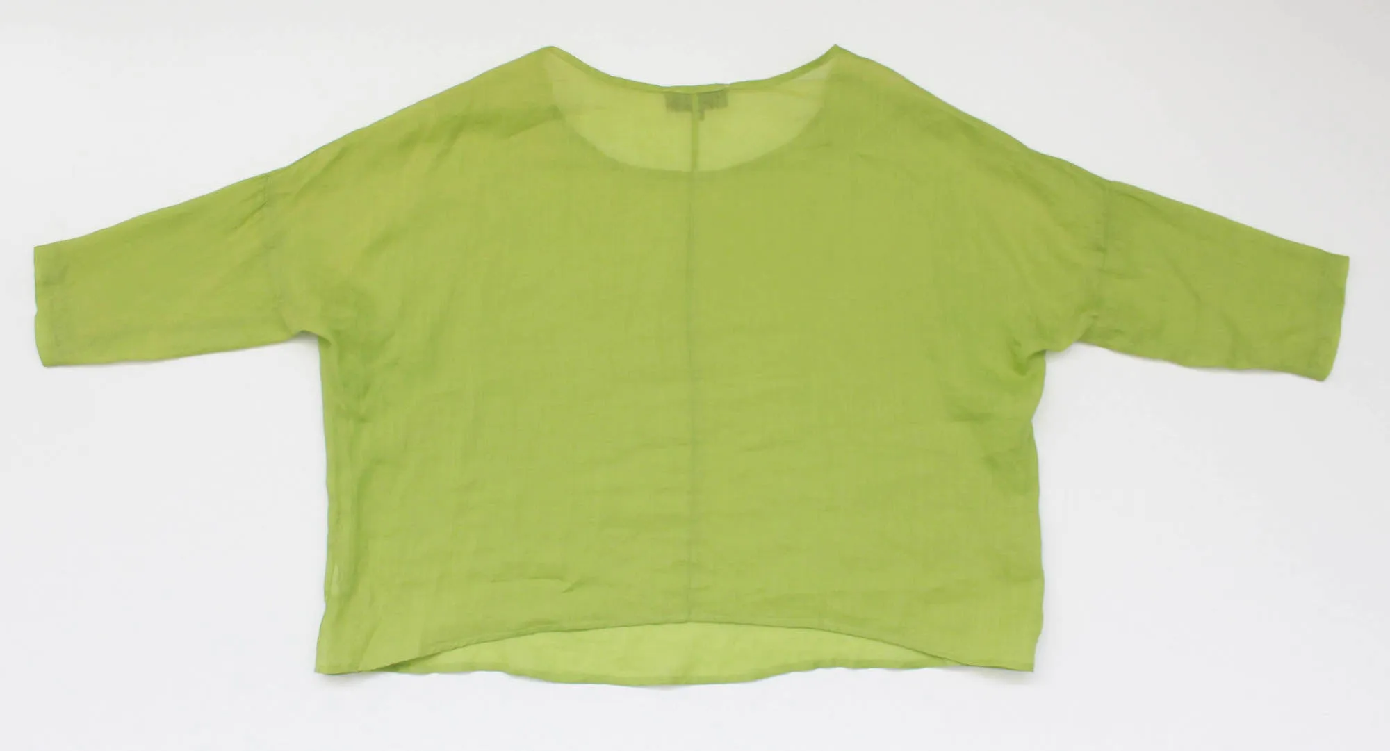 Linen and Silk Blend Green Blouse, Medium