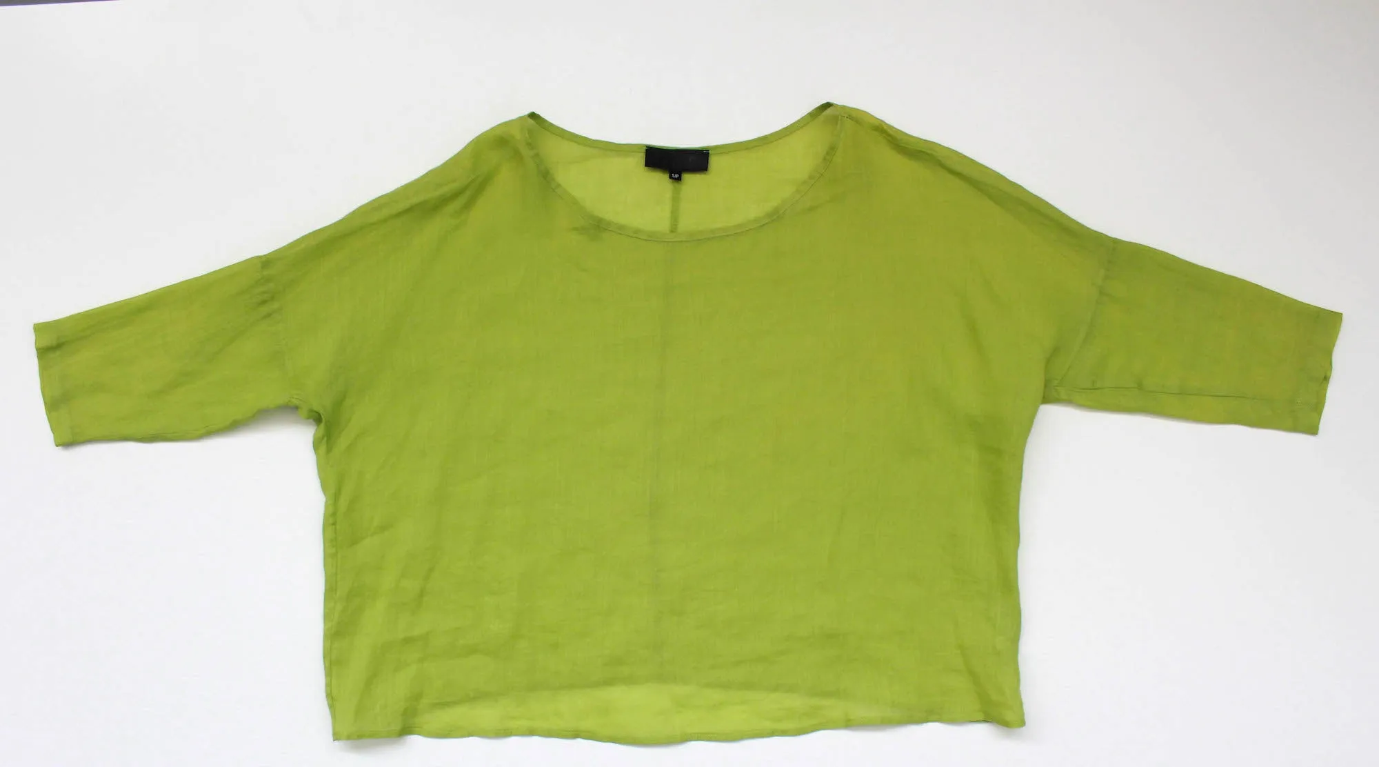 Linen and Silk Blend Green Blouse, Medium