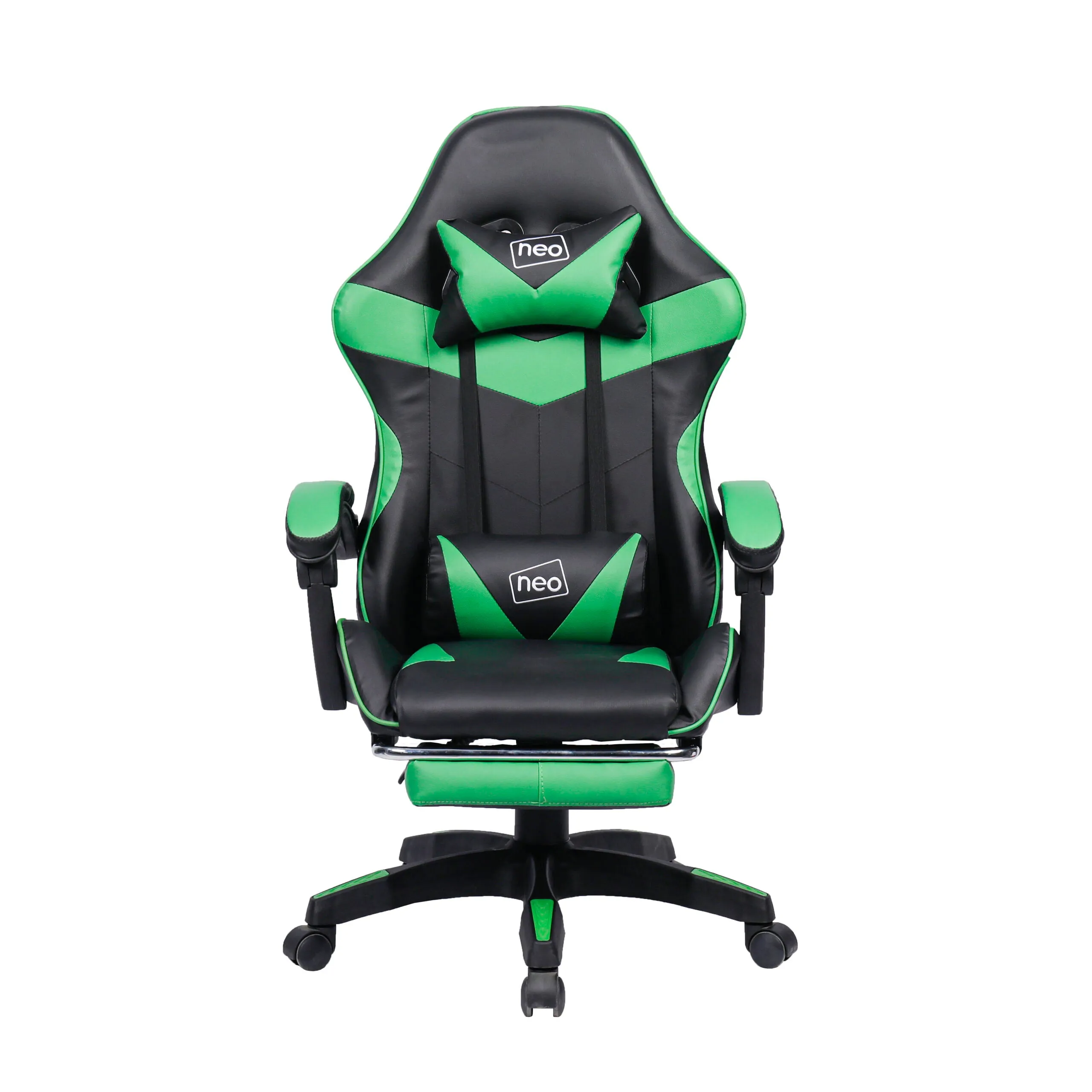 Neo Green/Black Massage Leather Gaming Chair with Footrest