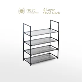 NEST DESIGN LAB Premium 4 Layer Shoe Rack Black Tarp