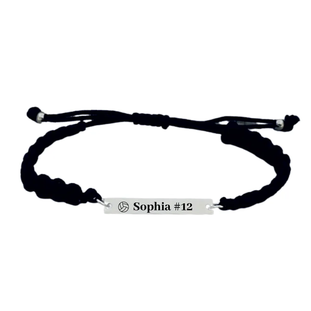 Personalized Engraved Volleyball Bar Rope Bracelet