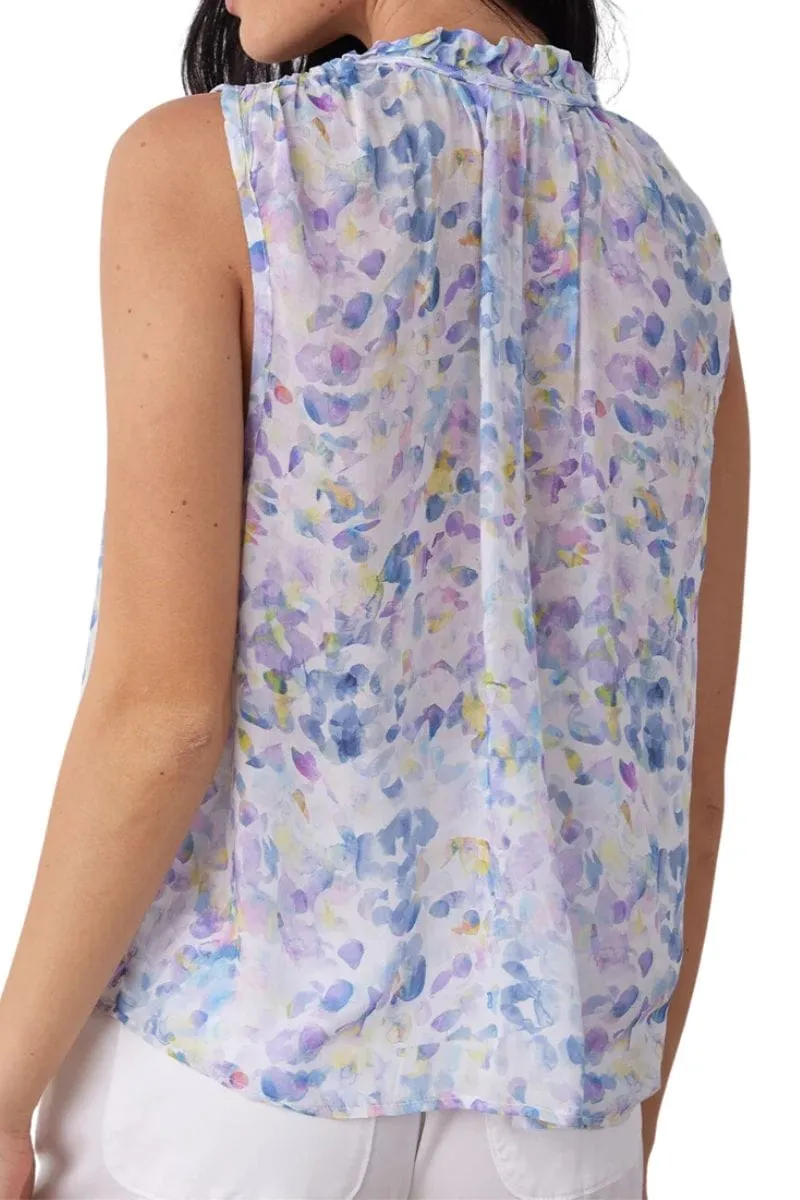 Ruffle Neck Tank - Orchid Floral