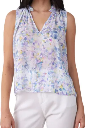 Ruffle Neck Tank - Orchid Floral