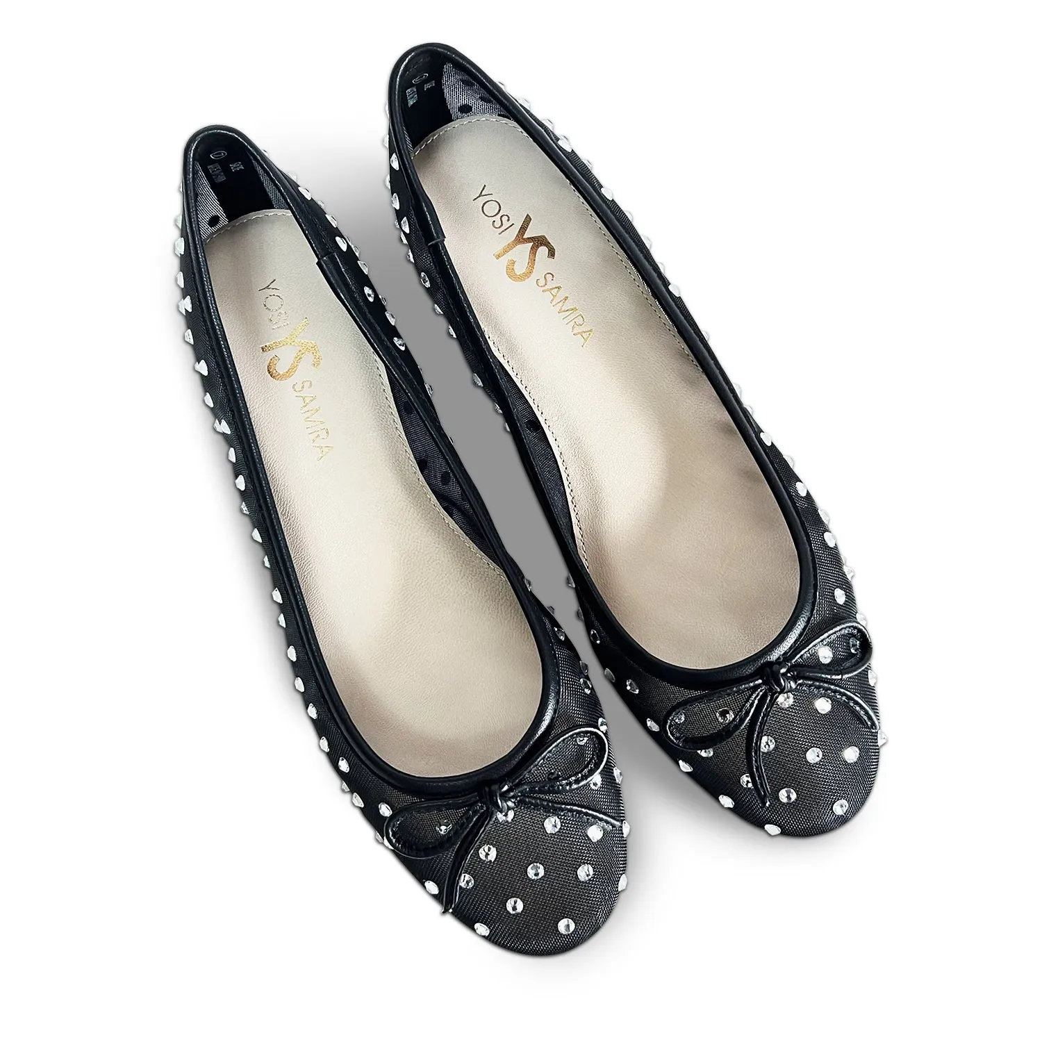 Sadie Ballet Flat in Black Crystal Mesh