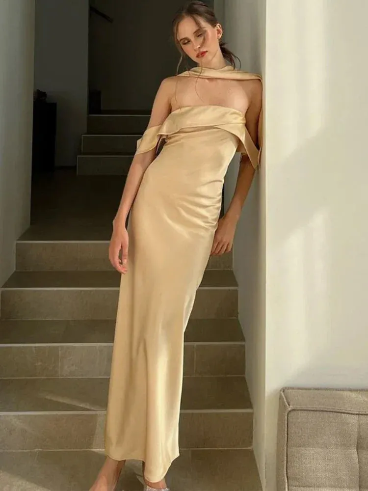 Sexy Long Sleeveless Maxi Women Off Shoulder Elegant Backless Dress Dress