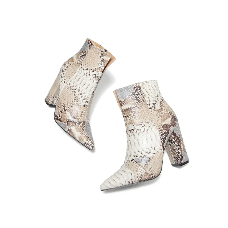 Sohiwoo Women Women Snake Print Boots