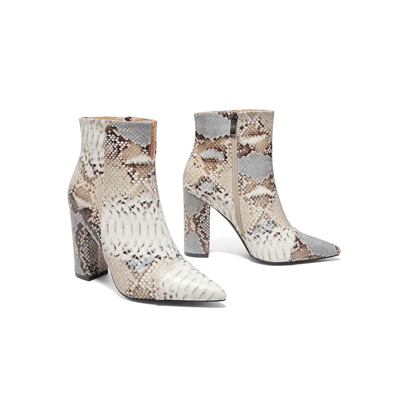 Sohiwoo Women Women Snake Print Boots