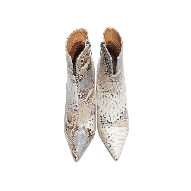 Sohiwoo Women Women Snake Print Boots