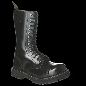 STEEL - 15 Eyelet Black Steel-Toe Boot