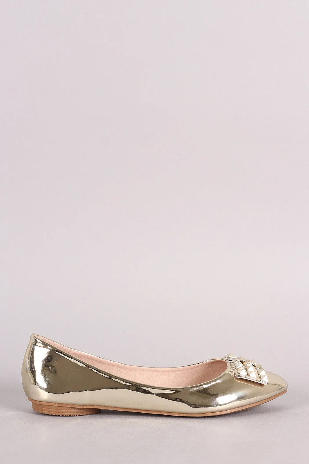 Studded Bow Patent Ballet Flat