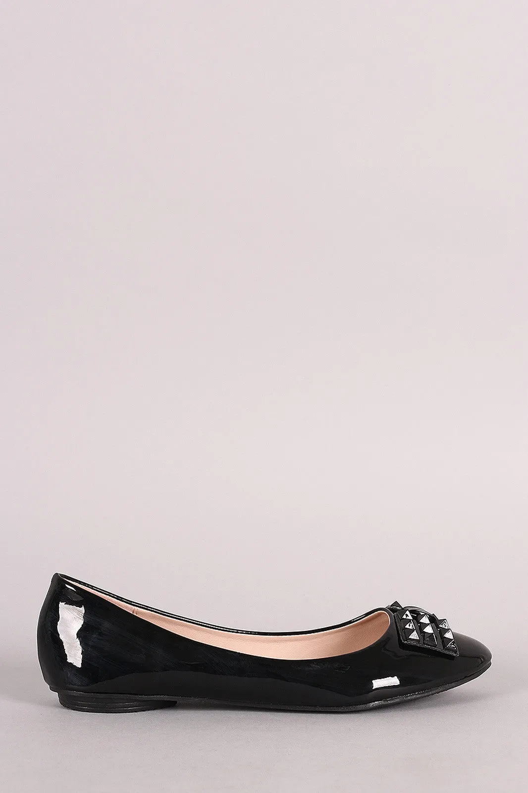 Studded Bow Patent Ballet Flat