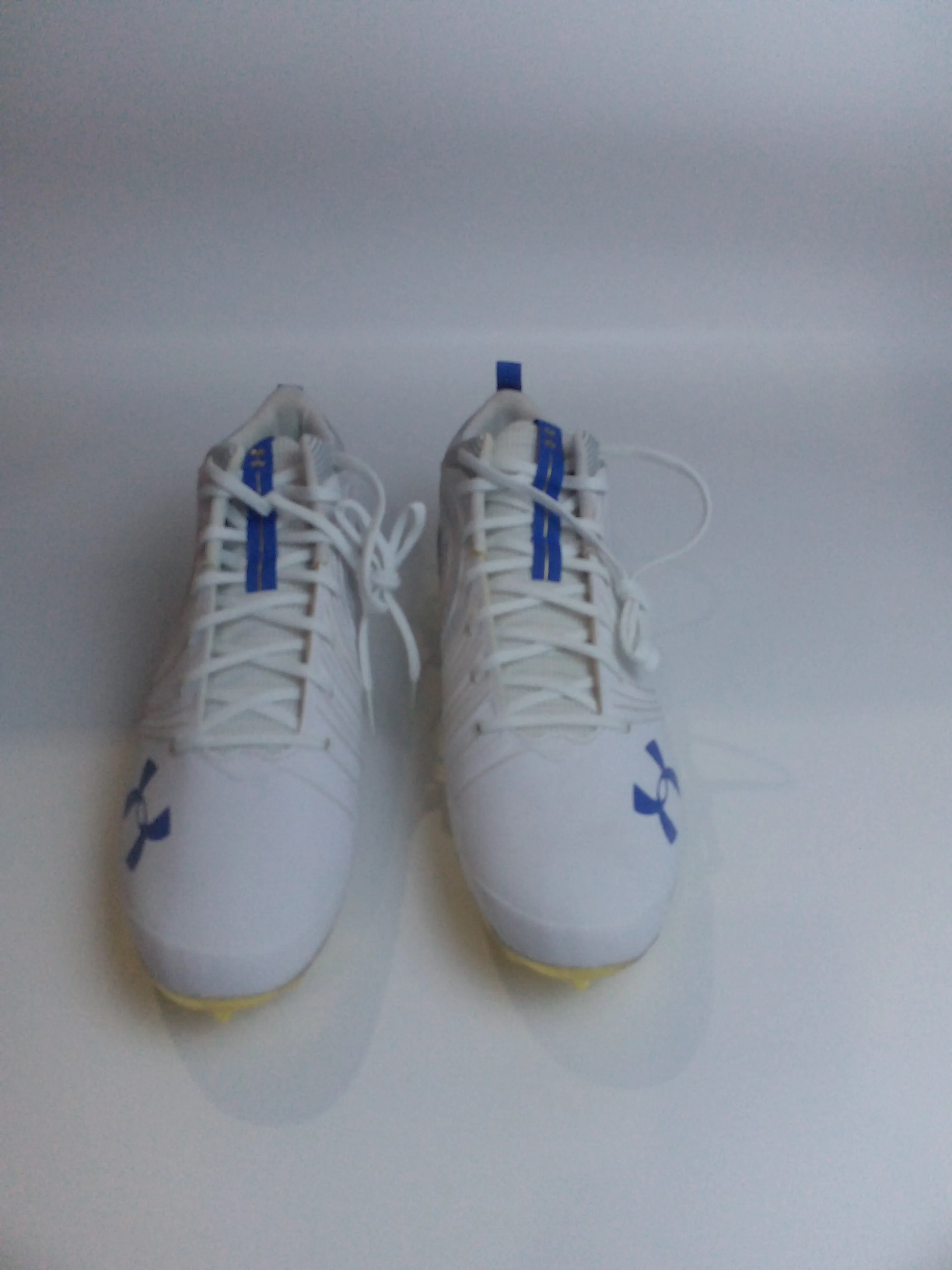 UA UCLA Team Nitro Mid MC football cleats White-Gold-Blue Size 15