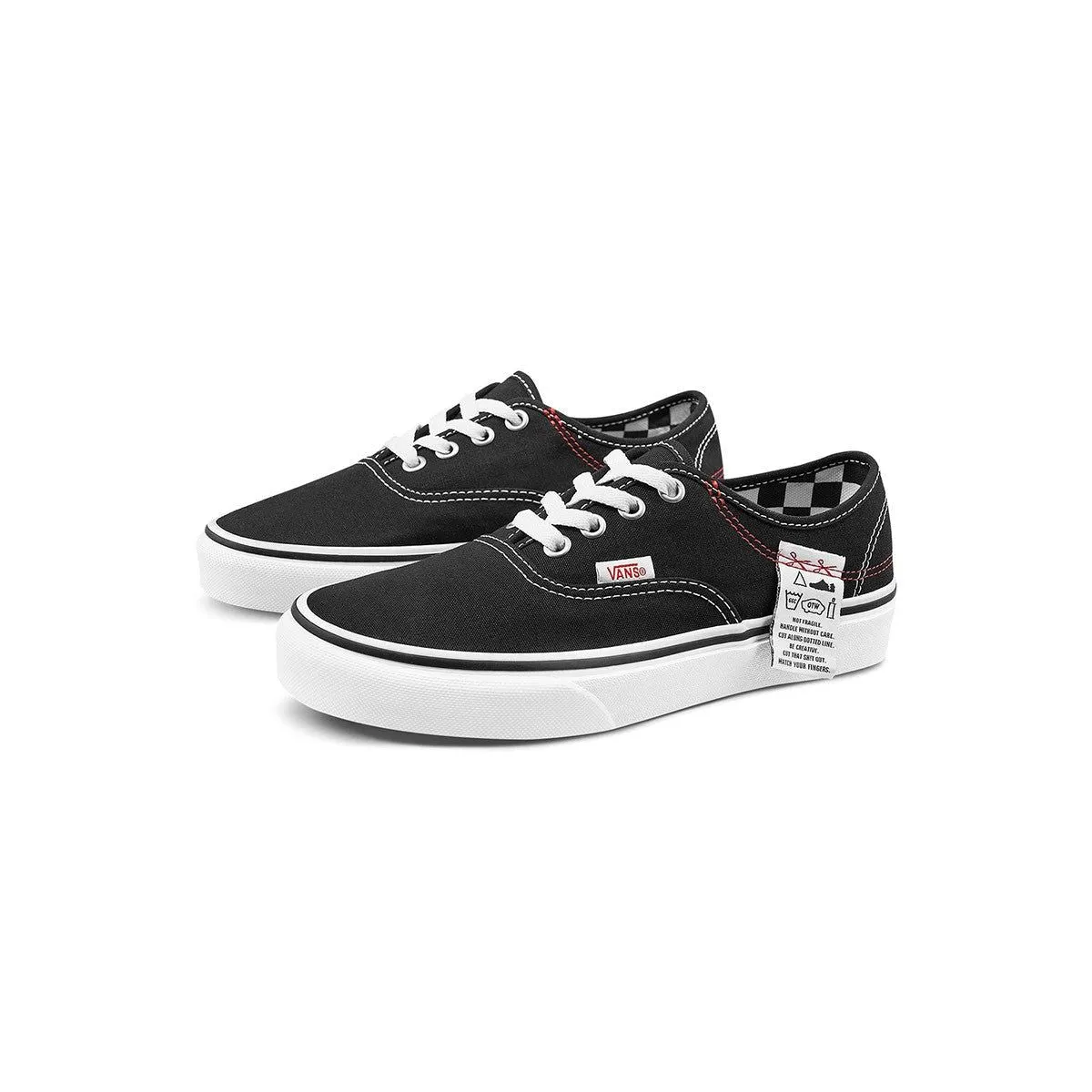 Vans Unisex Authentic DIY Shoes - Black / White / Red