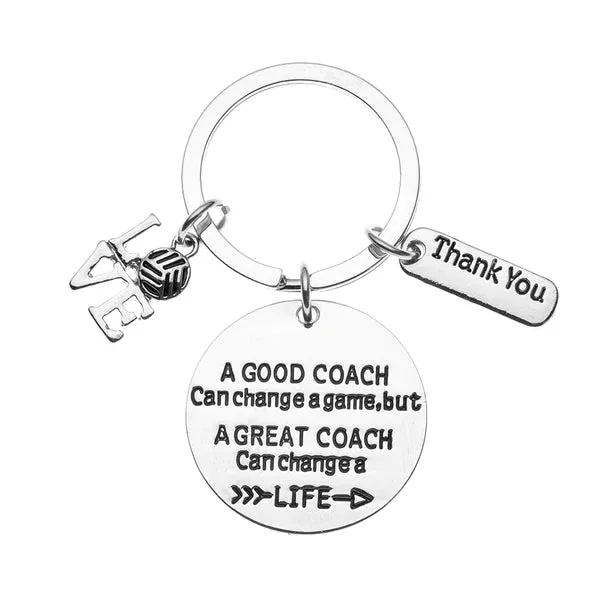 Volleyball Coach Keychain, A Good Coach Can Change a Game But a Great Coach Can Change a Life Keychain