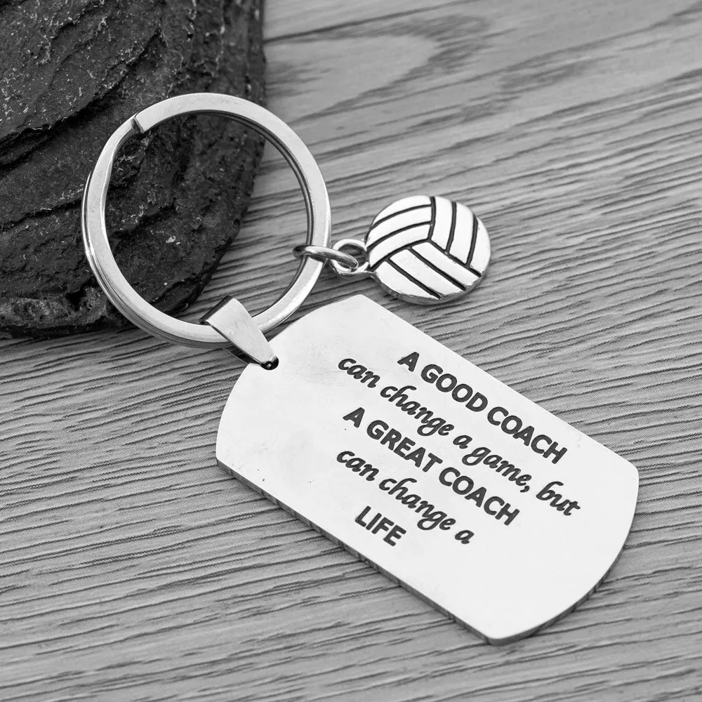 Volleyball Coach Keychain, A Good Coach Can Change a Game But a Great Coach Can Change a Life Keychain