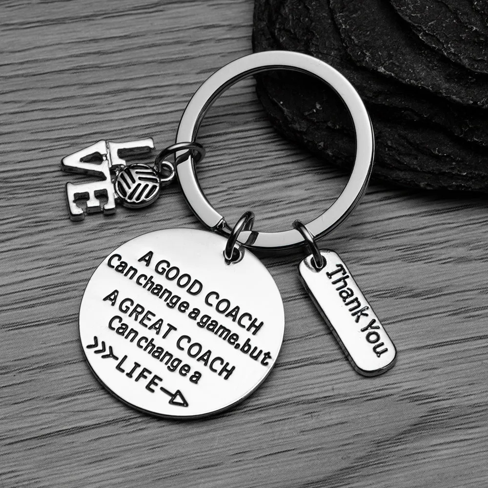 Volleyball Coach Keychain, A Good Coach Can Change a Game But a Great Coach Can Change a Life Keychain