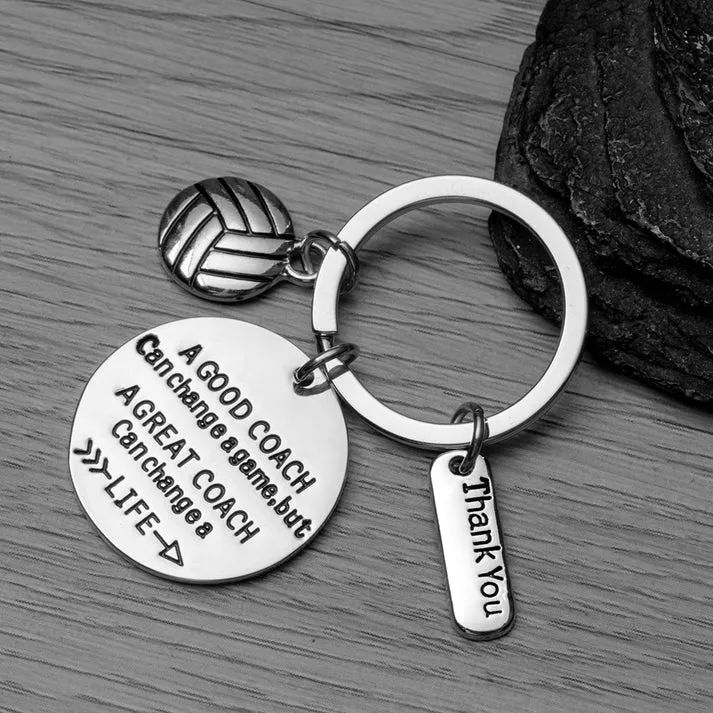 Volleyball Coach Keychain, A Good Coach Can Change a Game But a Great Coach Can Change a Life Keychain