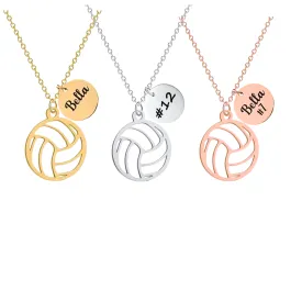 Volleyball Engraved Stainless Steel Necklace